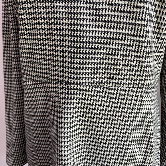 Loft Houndstooth Ruffle Posh Trim Mini Dress Black and White Size 10 - Picture 9 of 11